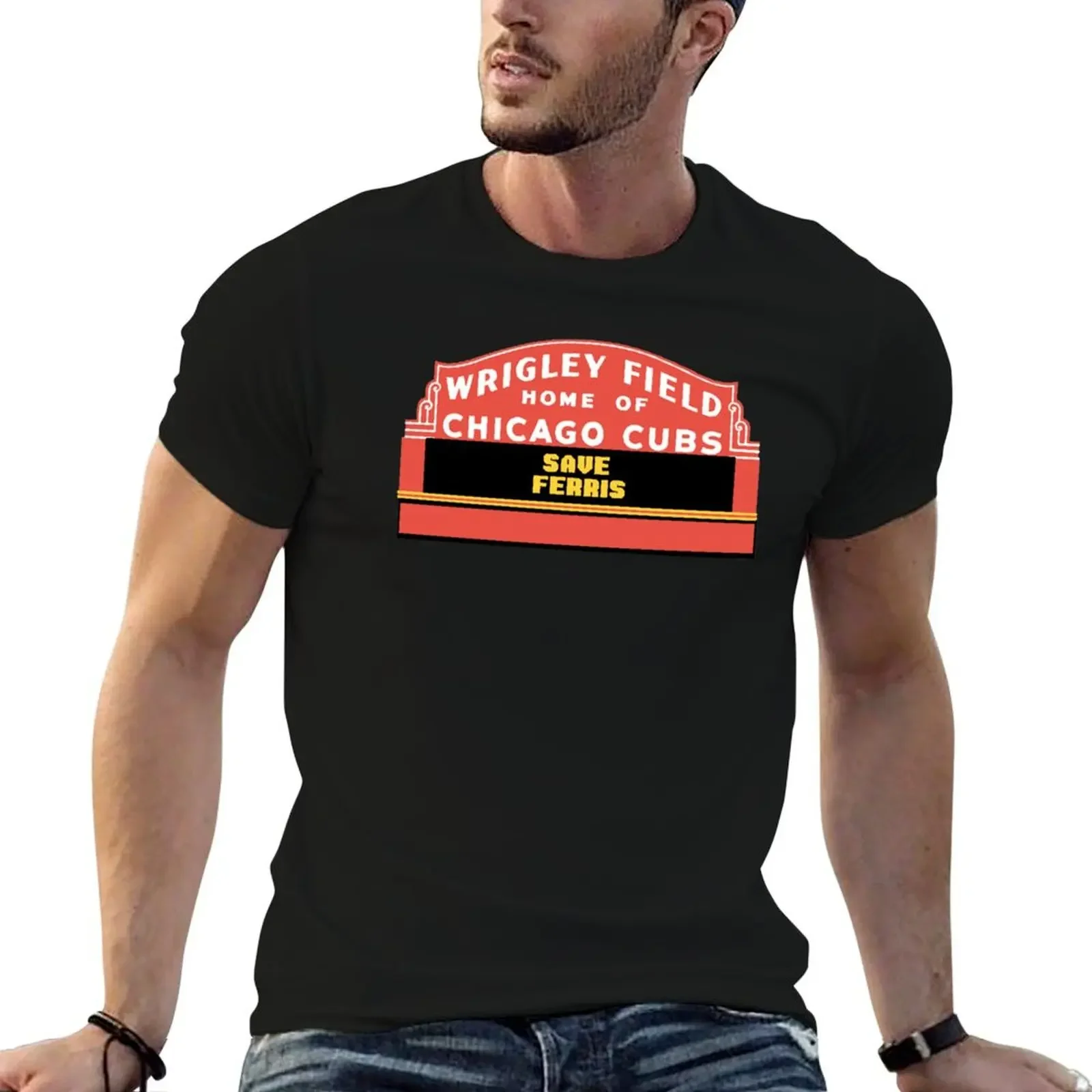 Save Ferris Wrigley Field Sign T-Shirt Short sleeve tee cheap stuff plain black t shirts men