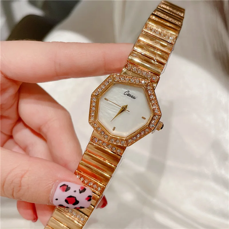 Top Brand Luxury Women Watches Unique Design For Ladies Wrist Watches Fashion Elegant Gold Steel Band Female Clock Gift