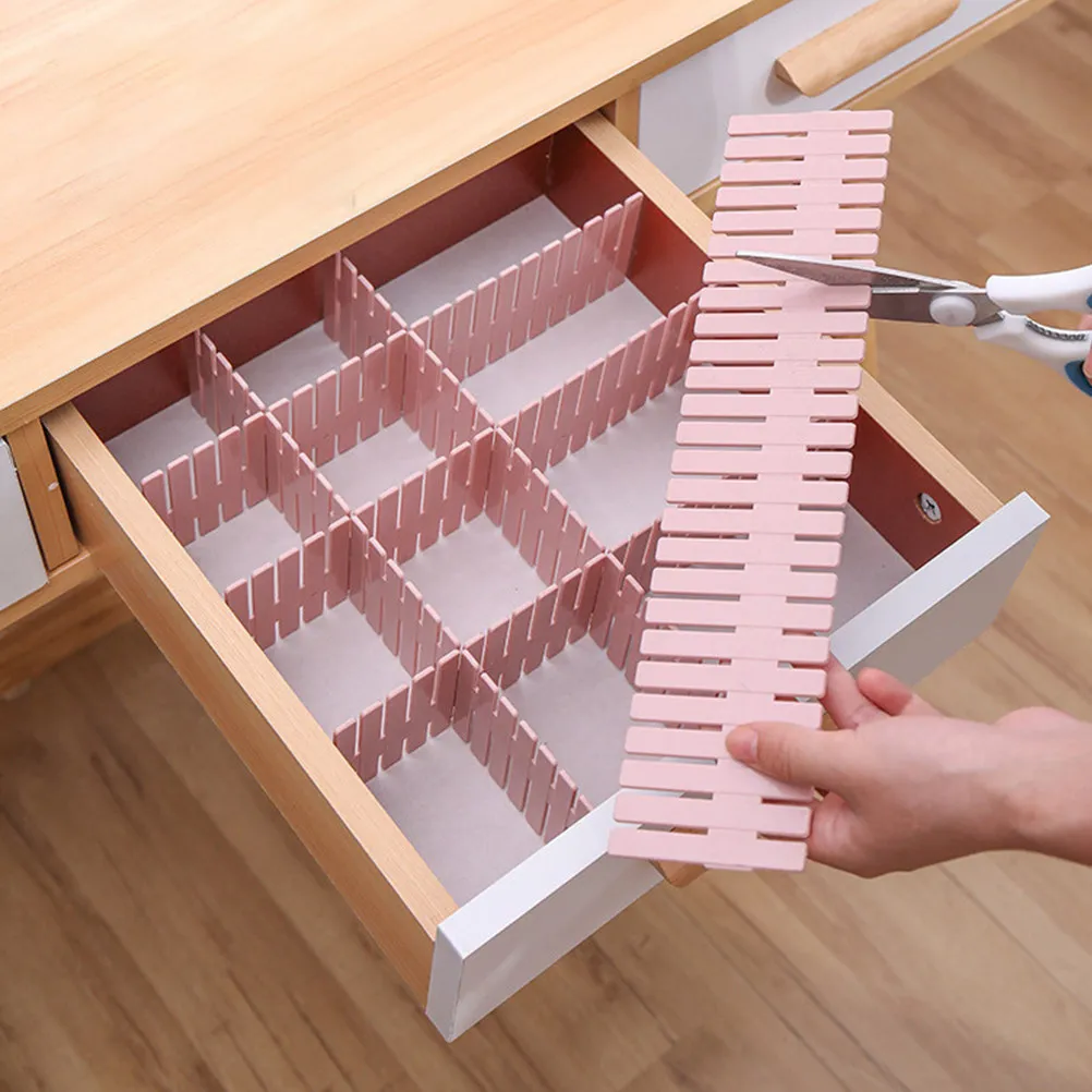 

4Sets Plastic Drawer Divider Adjustable Length Storage Organizer Classification Baffle DIY Drawer Separator for Socks Underwear
