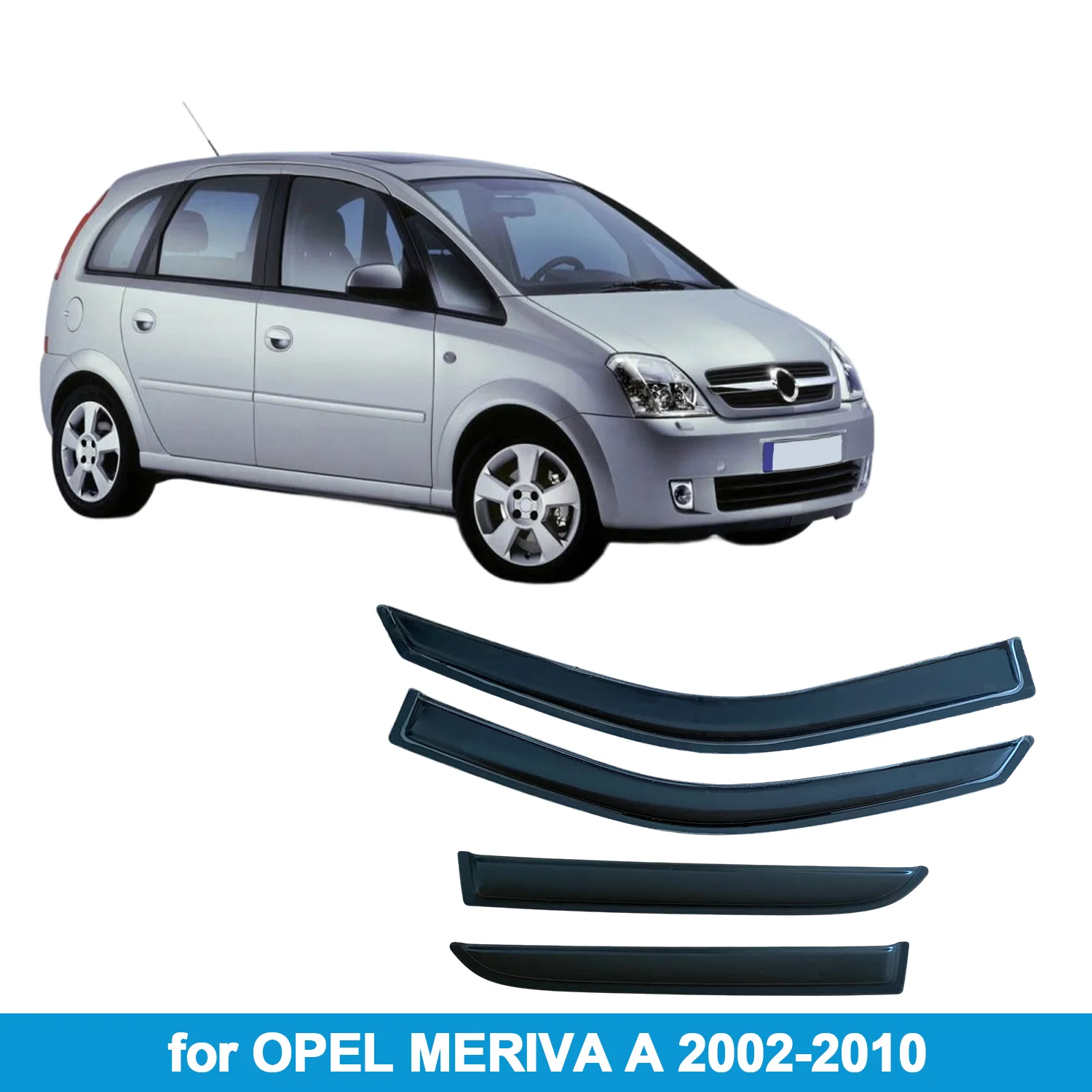 

Window Visor for OPEL MERIVA A 2002-2010 Rain Guard Side Vent Deflector Weathershield Outside-Mount Tape On
