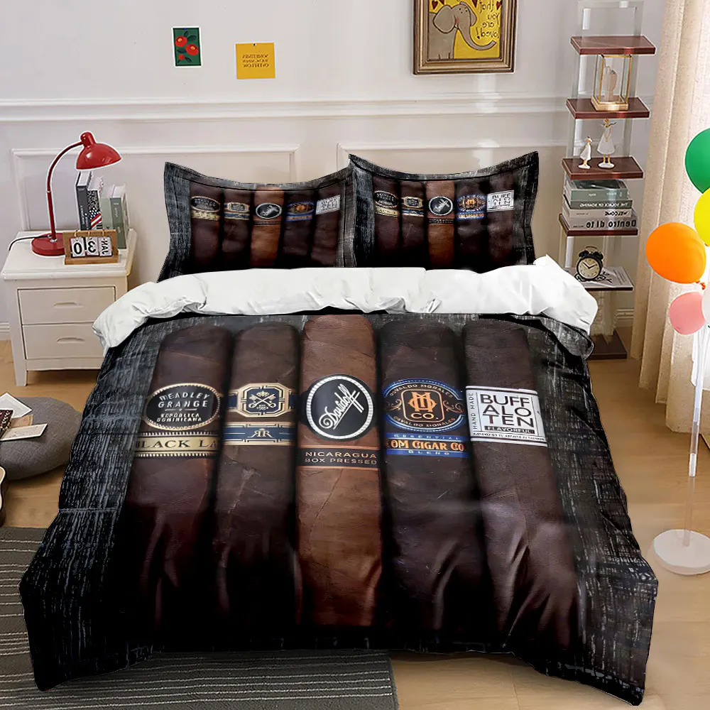 "Luxury Cigar Set for Relaxation" Bedding Set with 1 Duvet Cover 2 Pillowcases Single Double King Queen, Gift