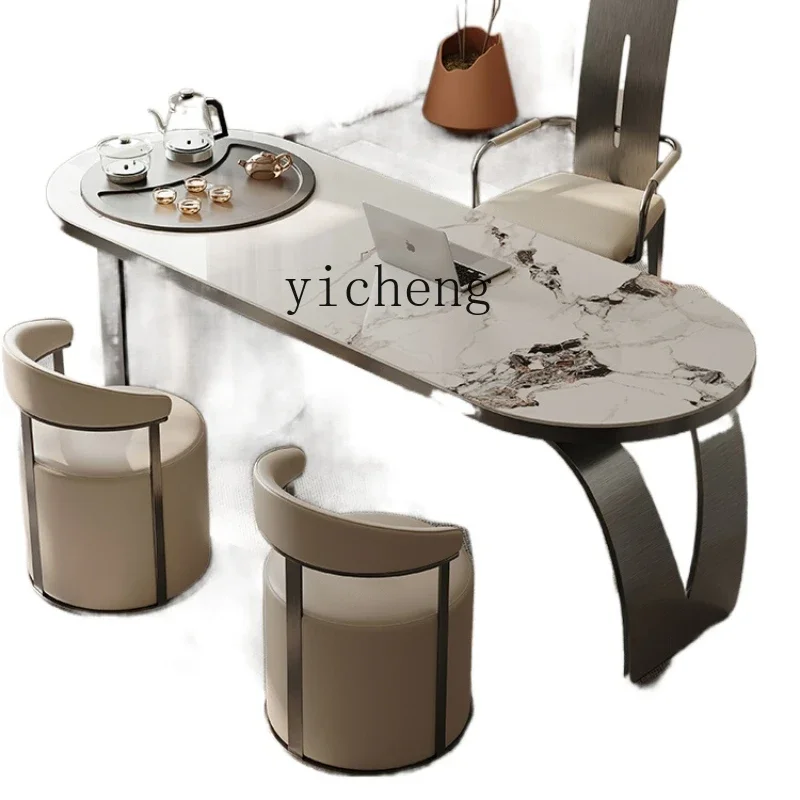 XL Kombucha Table and Chair Combination Stone Plate Tea Table Light Luxury Tea Making Table Tea Table Writing Desk