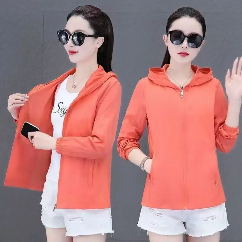 

Sunscreen Coat Women's Summer 2025 New Loose bBreathable Outwear Ice Silk Sun Protection Clothing Jacket Fashion Female Thin Top