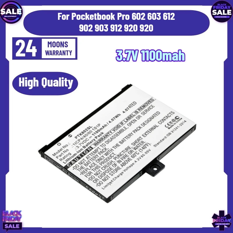 3.7V 1100mah Cameron Sino E-reader Battery for Pocketbook Pro 602 603 612 902 903 912 920 920 Digital Battery