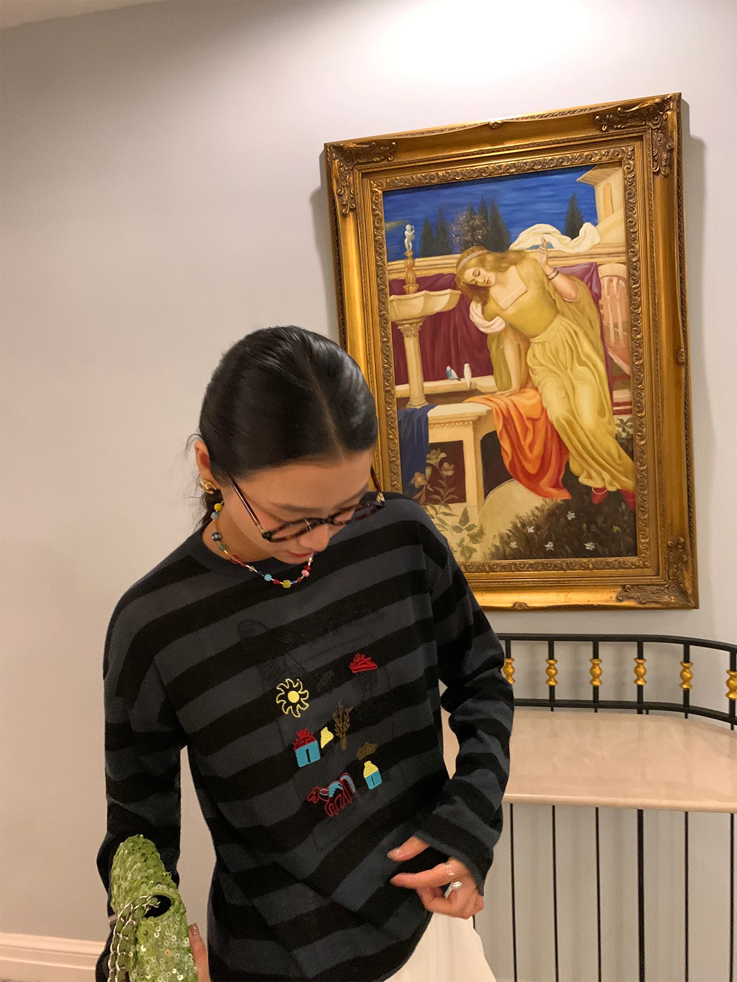 

Women's Striped Long Sve Knitwear round Ne Base Layer Slimming Outerwear Commute Sle Blend Fabric Knitted Sweater