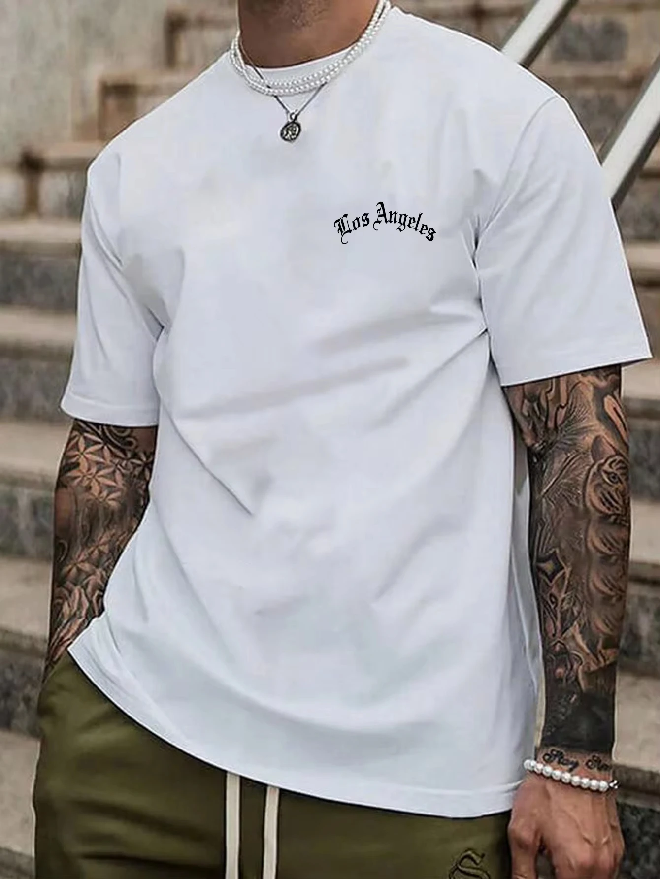 

Summer short-sleeved t-shirt men's new short-sleeved men's printed round neck T-shirt trend versatile casual tops men's T-shirt