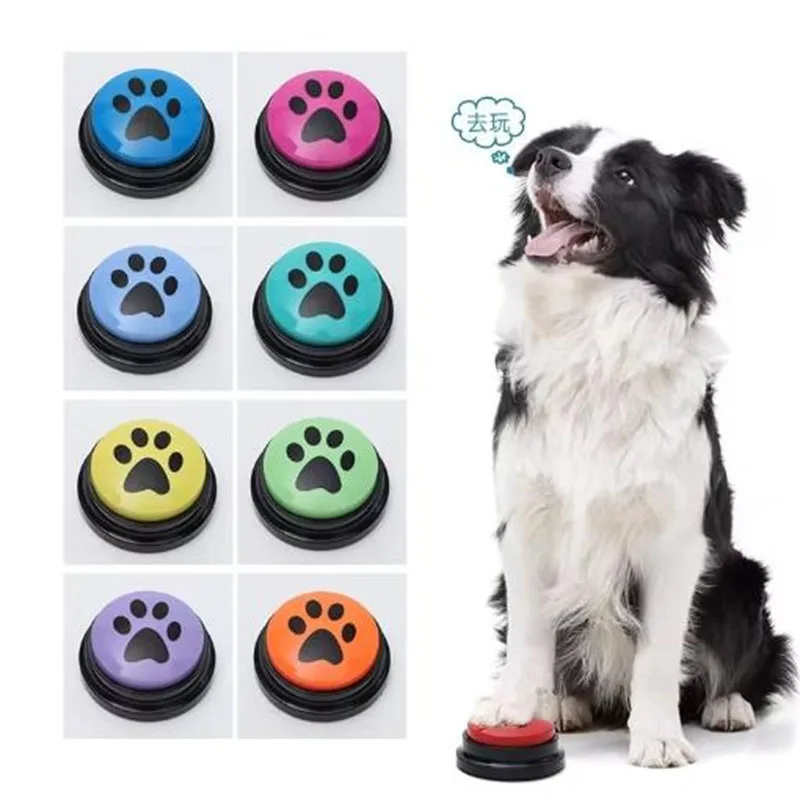 Pet Communication Button Dog Toys Recordable Pet Speaking Training Dog Talking Button Cute Claw Print Pattern Dog Accessories