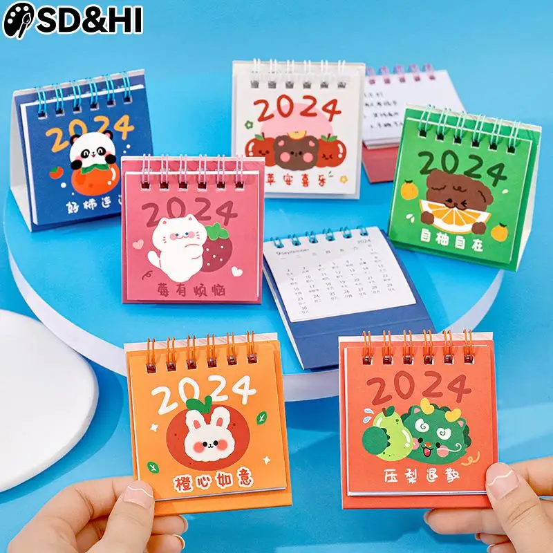 

2024 Mini Calendar Cute Desk Daily Scheduler Calendar Planner Standing Calendar Desktop Ornament Guest Gifts Office Supplies