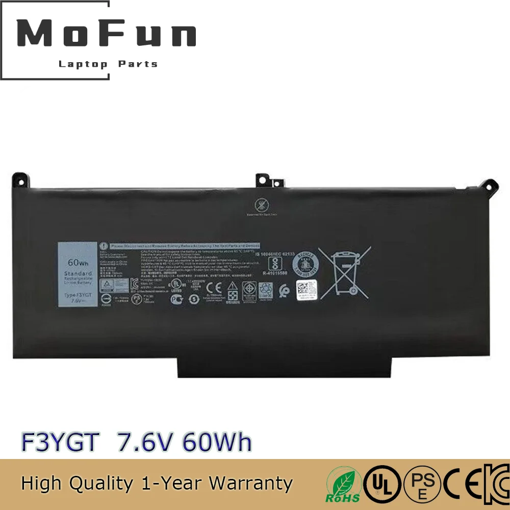 New Original F3YGT 7.6V 60Wh Laptop Battery for Dell Latitude 7480 7390 7280 7290 7380 E7280 DM3WC