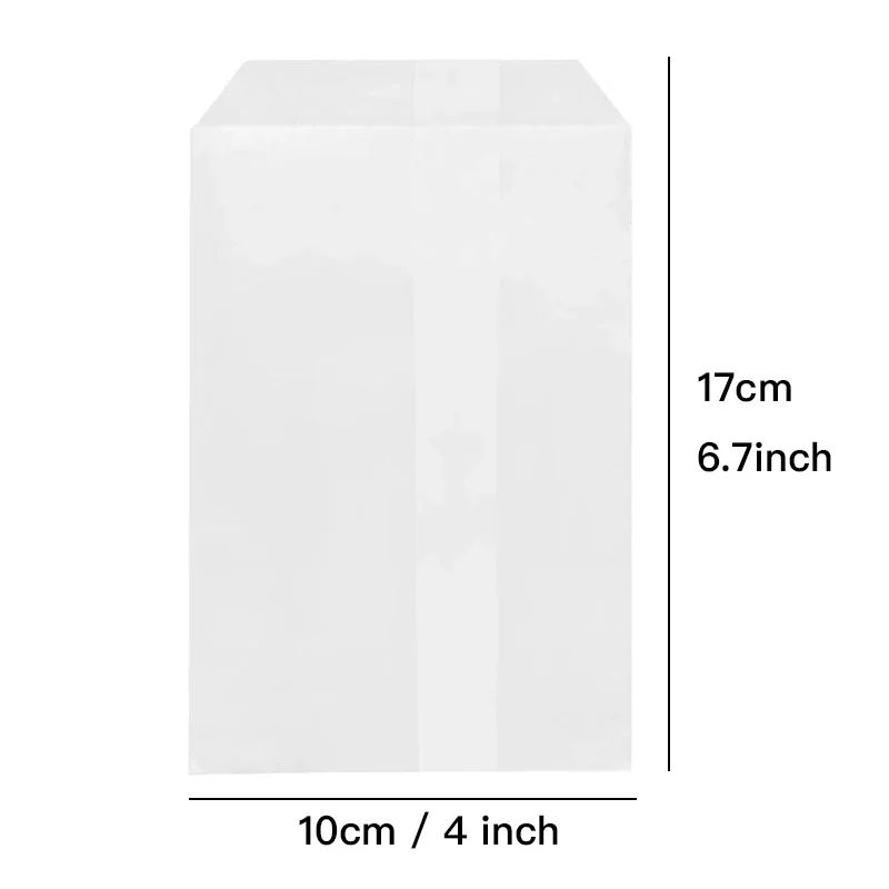 작은 평면 유리 왁스 종이 쿠키 스낵 가방, 베이커리 간식 사탕 디저트용, 3x5 반투명, 50 개