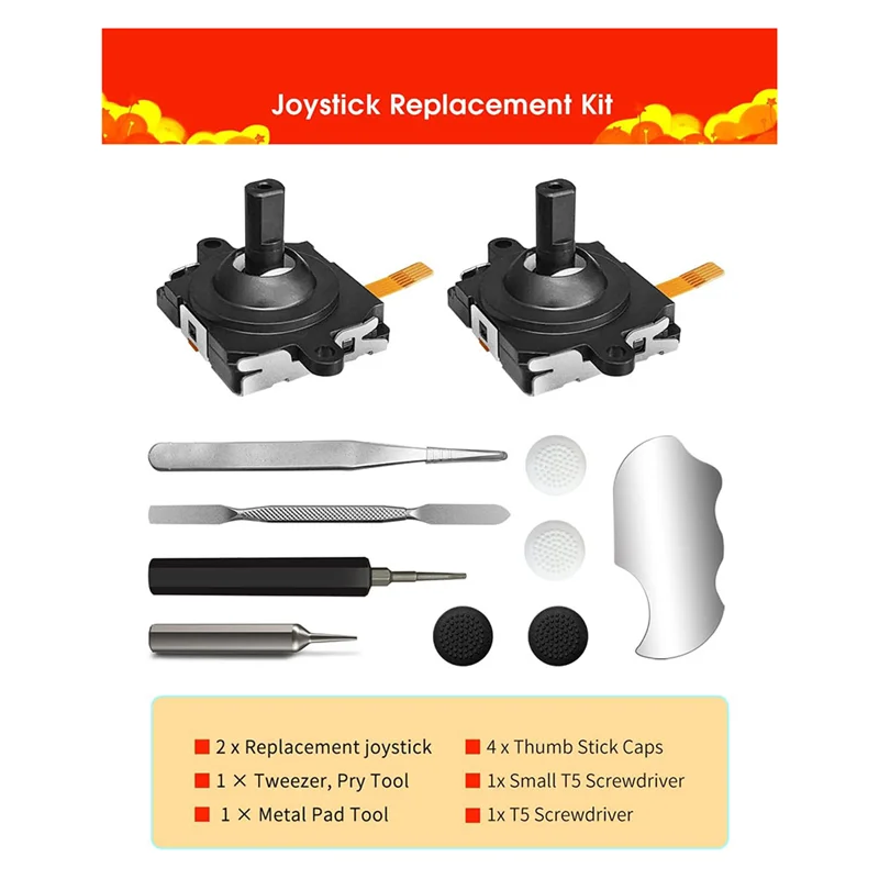11 In 1 VR Joystick Replacement Kit For Oculus Quest 2 Controller VR Handle Repair Kit With Thumbstick Grips For Quest 3