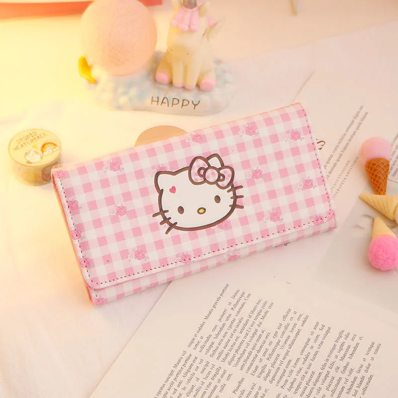 Hello Kitty Cartoon Girl Wallet Women's Portable Storage Handbag Cute Zipper Card Bag Long Phone Bag Student Exquisite Gift