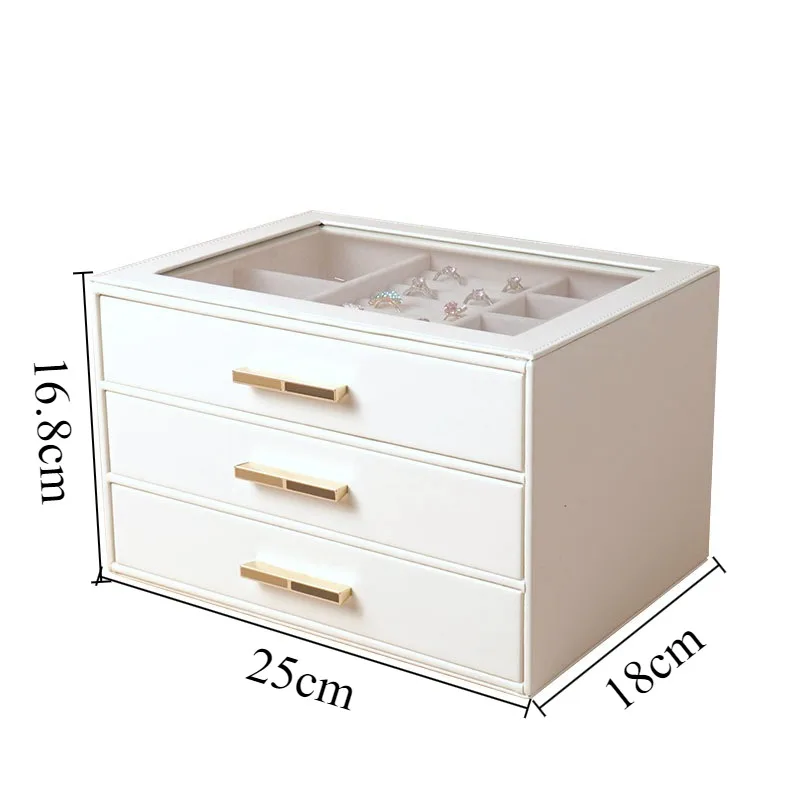 صندوق مجوهرات جلدي، صناديق تخزين حلقية بسيطة، قلائد فاخرة، أقراط عرض، منظم مجوهرات، هدية كوة زجاجية