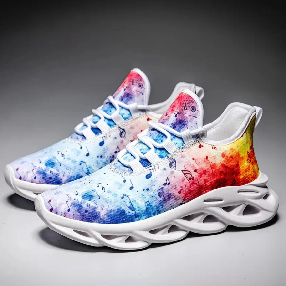 

Customized Paint splatter casual sports shoes for men and women running shoes lightweight mesh shoes