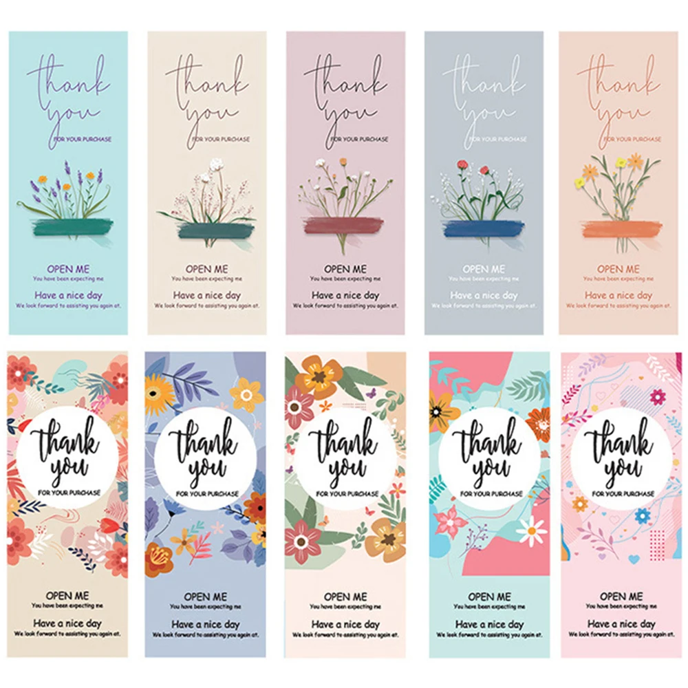 150pcs/roll Flower Pattern Thank You For Your Purchase Sticker Small Shop Gift Package Decor Sealing Personalized Labels