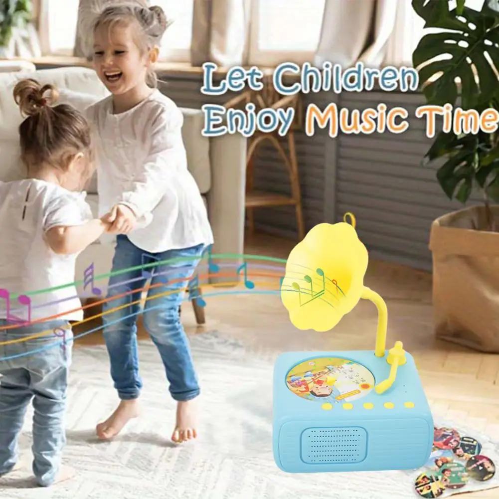 Kids Gramophone Storytelling Gramophone Toy for Kids with 96 Cards Early Education Phonograph Music Recorder Box for Toddlers