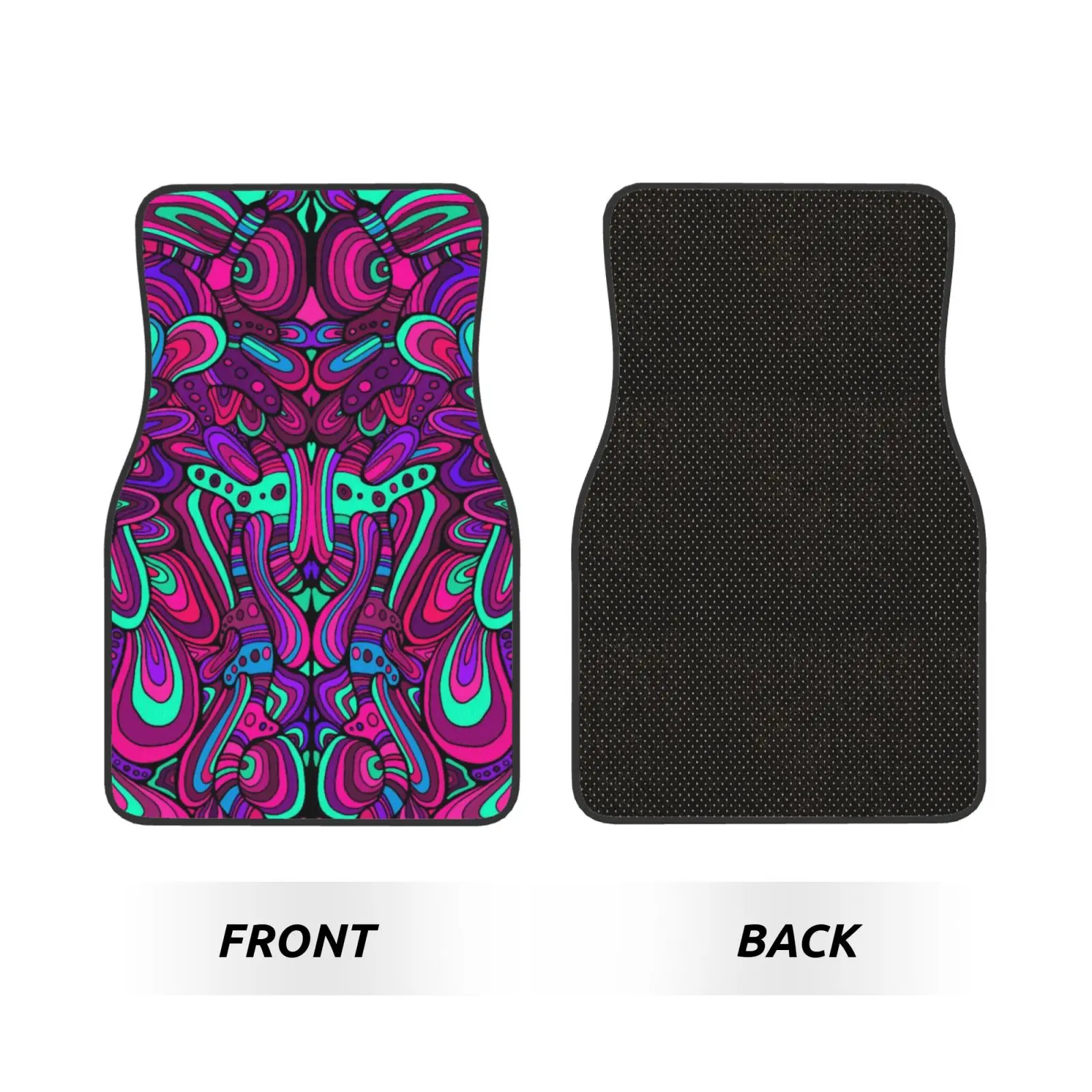 Rainbow Tie Dye Print Car Floor Mats of 4 Pieces Anti Slip Front and Rear Foot Mats Universal Car Accessories for SUV Van Truck view 2
