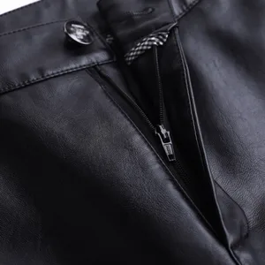 Black leather of plutonium shorts shorts for loose women long shorts of the punk motorcycle high waist at knee height femme 10 Main Sales Women's Bermuda - №7