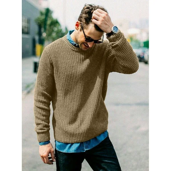

Slim Fit Overhead Sweater Knitted irt for Men Winter Busin Casual round Ne Long Sve Thermal Comfortable Breathable