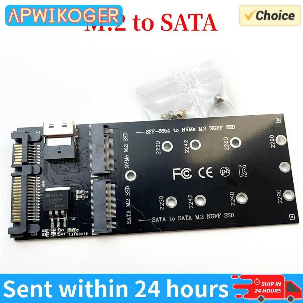 M.2 To SATA Adapter SFF-8654 To M2 NVME SSD Converter 2 in 1 Combo Adapter Converter Riser Board Fit for PC Desktop Mainboard