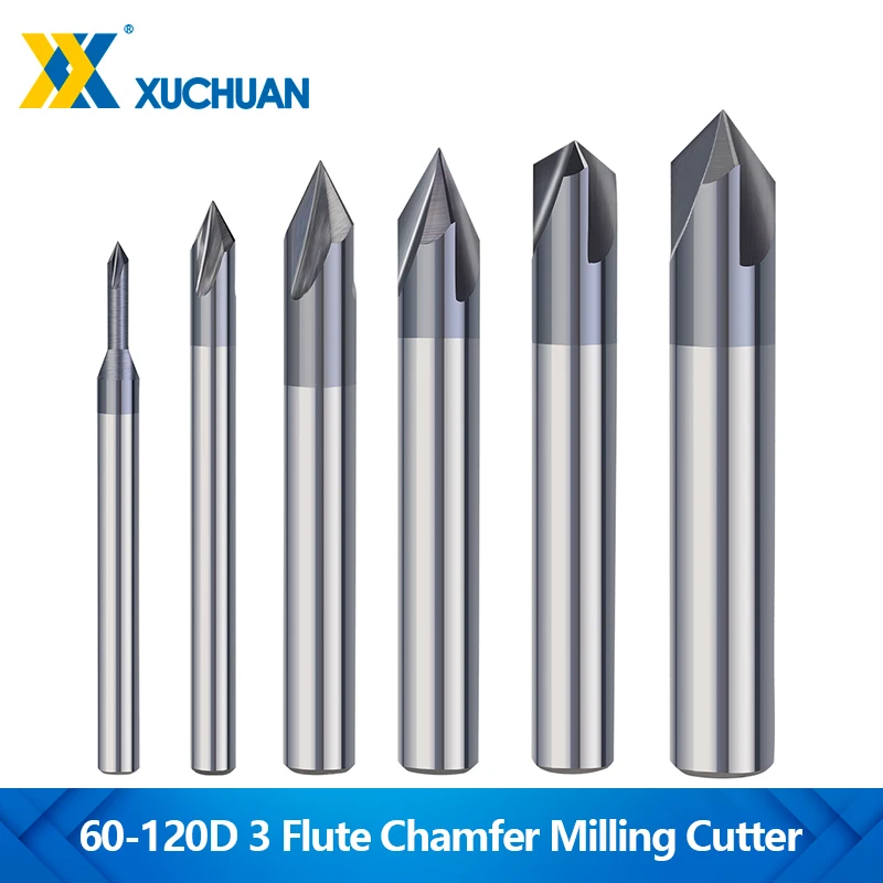 

3 Flute Chamfer Milling Cutter HRC50 Carbide Chamfering End Mill 60/90/120 Degrees CNC Router Bit 2-12mm CNC Engraving Mill Tool