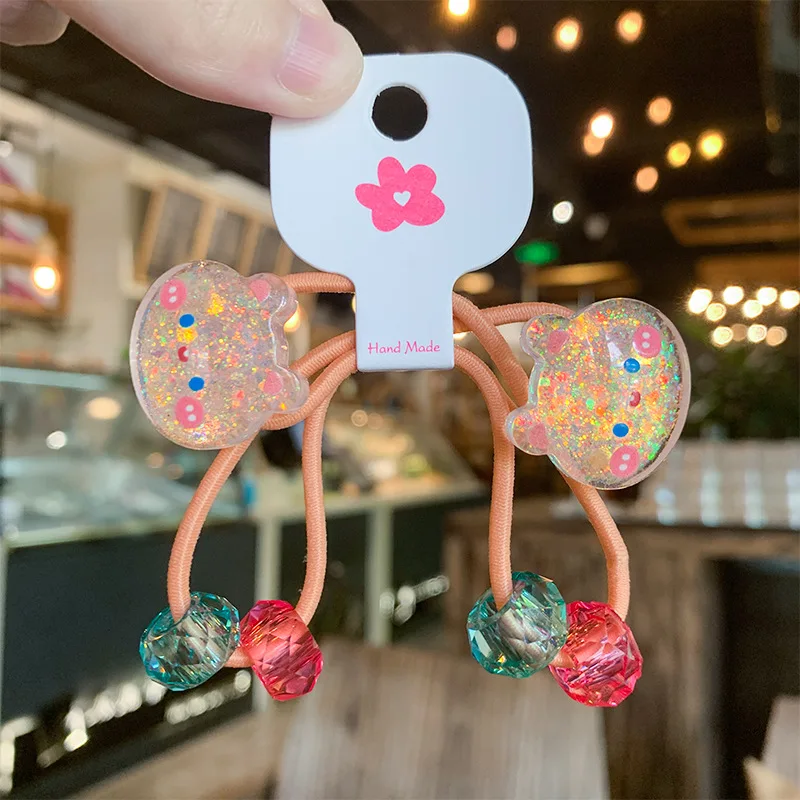 2 teile/satz Kinder Cartoon Kaninchen Elastische Haar Gummibänder Glitter Blume Haar Krawatte Für Mädchen Nette Haar Seil Kinder Haar Accessoire – Detail 7