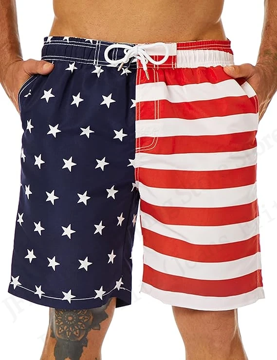 

Шорты с американским флагом, шорты с 3D принтом, дышащие гавайские пляжные короткие плавки для мужчин и детей, летние короткие брюки с флагом США
