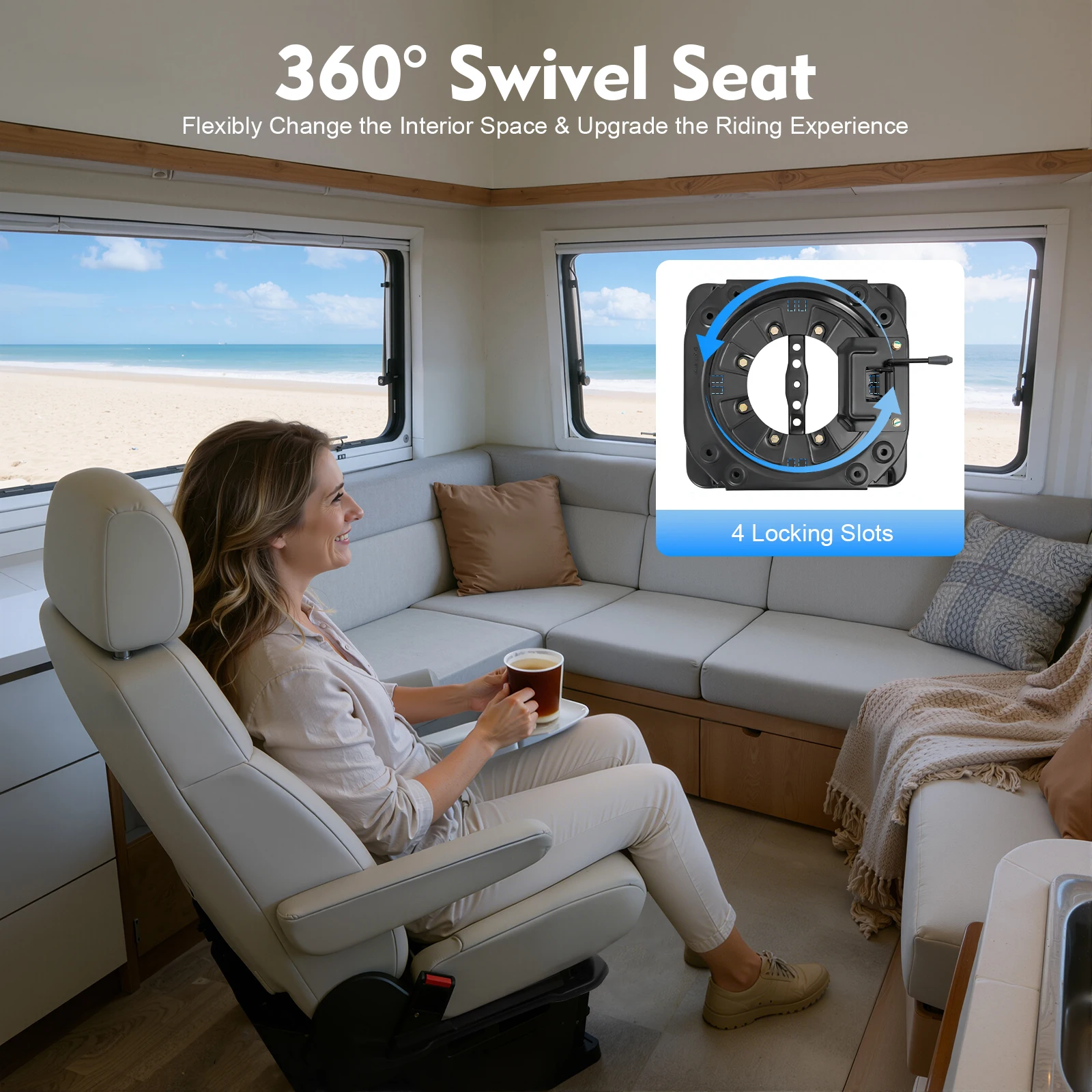Obrázek 3: Univerzální otočný báze topologického prostoru pro vans, motorhomes, autobusy, 360à° rotace Seat báze topologického prostoru, 3.0mm chladný válcované ocel s 286.6 lbs nakládat schopnost