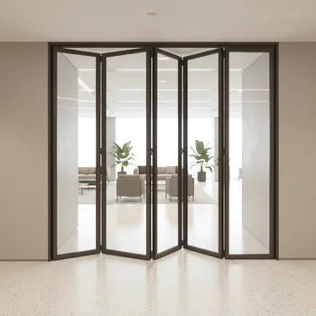 Minimalist Style Conference Room Accordion Folding Door Hidden Track Design Folding Doors Noise Reduction Fold Able Doors