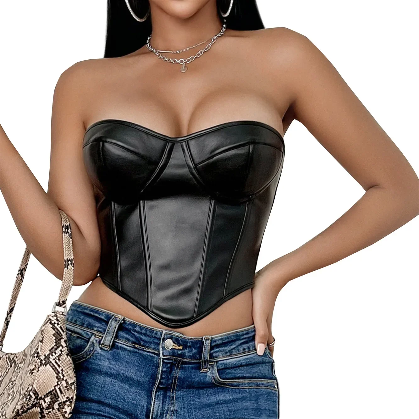 

Women Corsets Crop Tops Sexy Leather Overbust Corset Vintage Gothic Shaping Body Bustiers Lingerie Plus Size