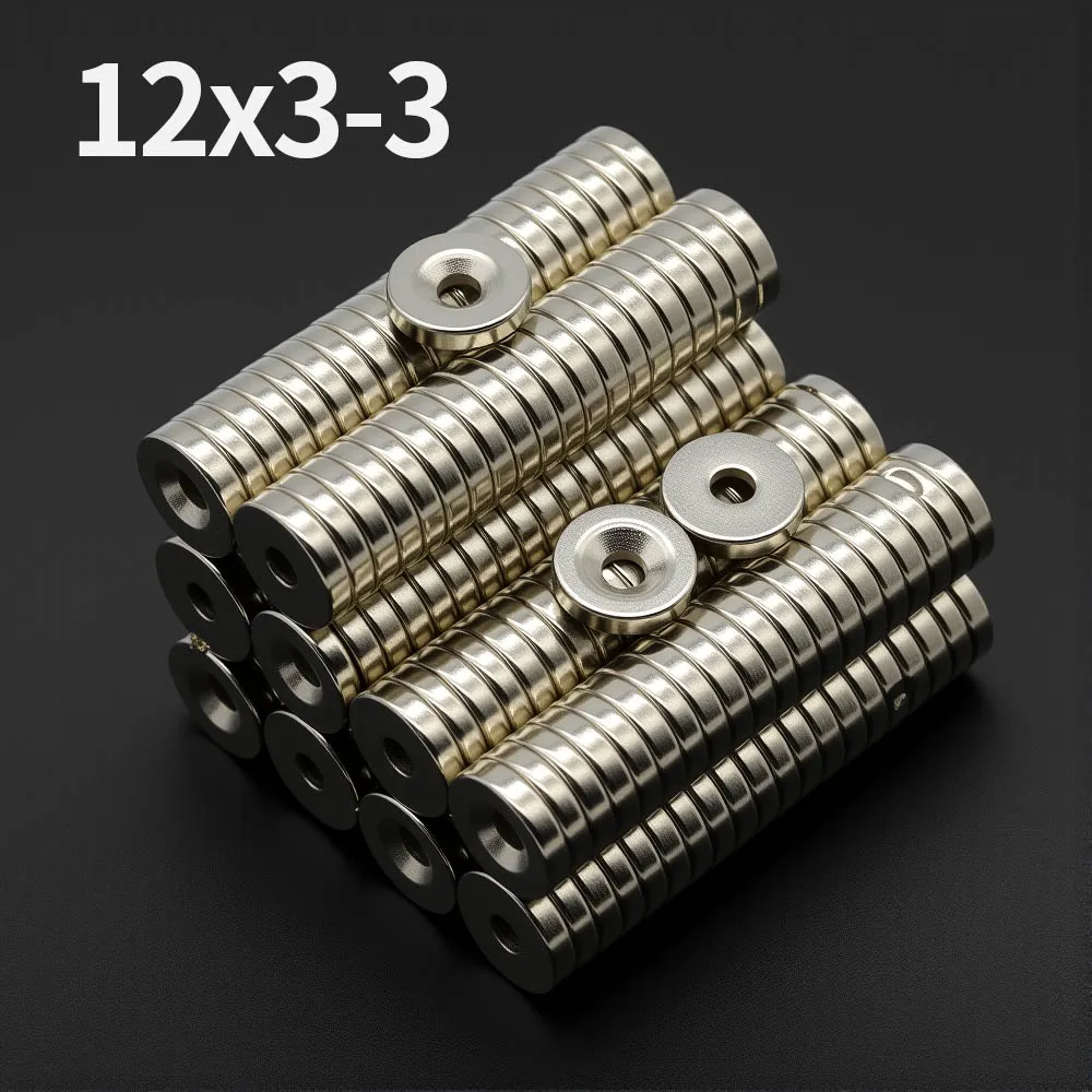 

12x3-3mm Powerful with holes Neodymium Magnet N35 NdfeB Permanent Magnetic imanes Round Super Strong Fridge Magnets DIY