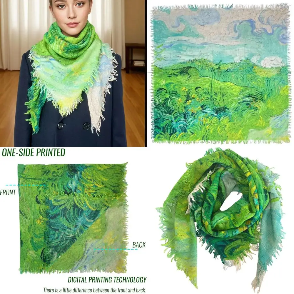 

Художественная накидка из пашмины, окрашенная маслом, 39x39, 100% шерсть, женский зимний шарф премиум-класса, идеальный подарок для любителей искусства