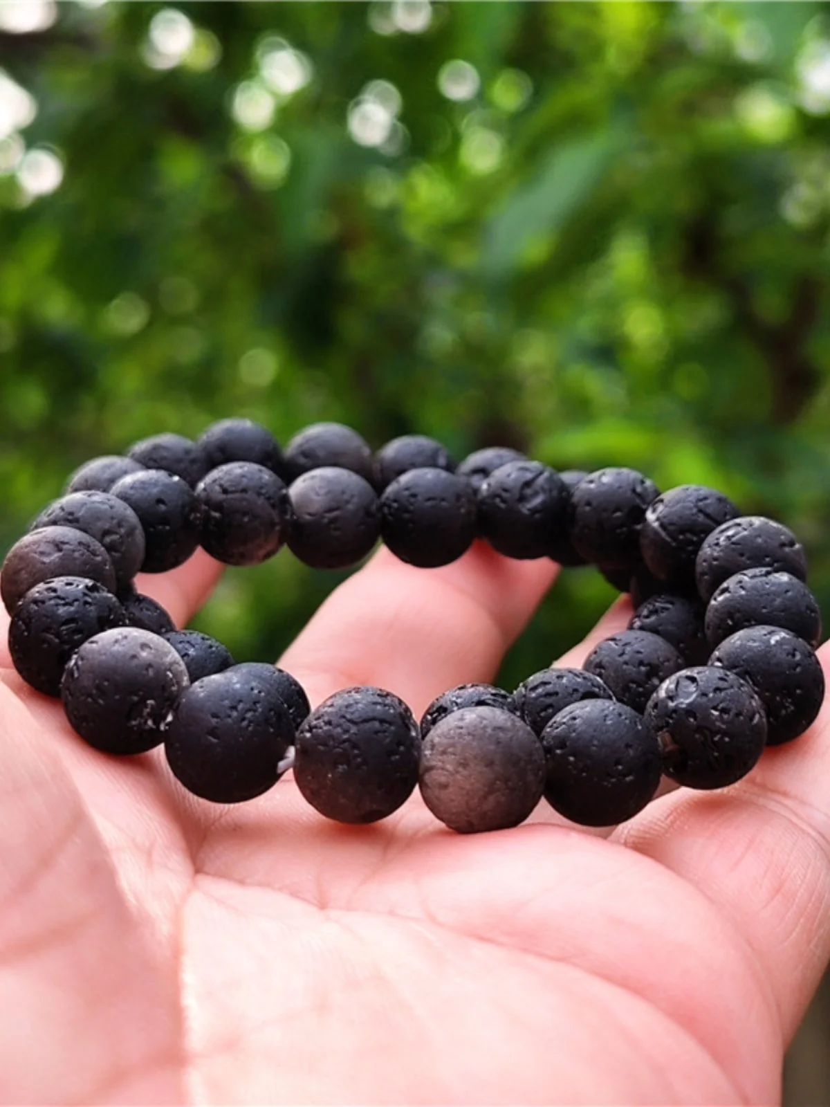 Pulsera de luna de obsidiana de plata Natural, meteorito esmerilado, obsidiana, regalo de pareja