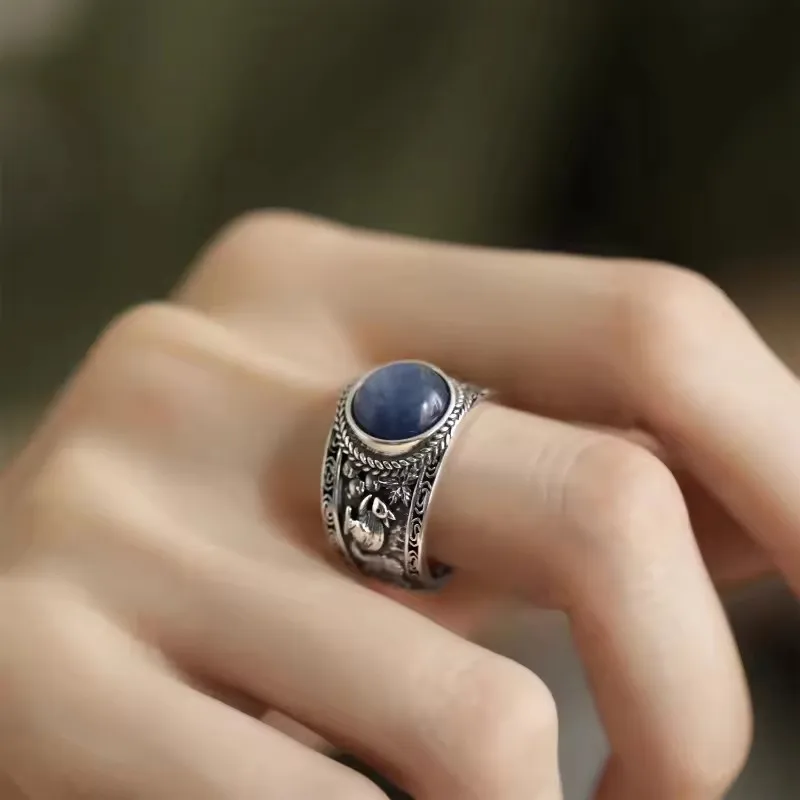 Women's 925 Sterling Silver Tigereye Ring, Retro Versatile Design