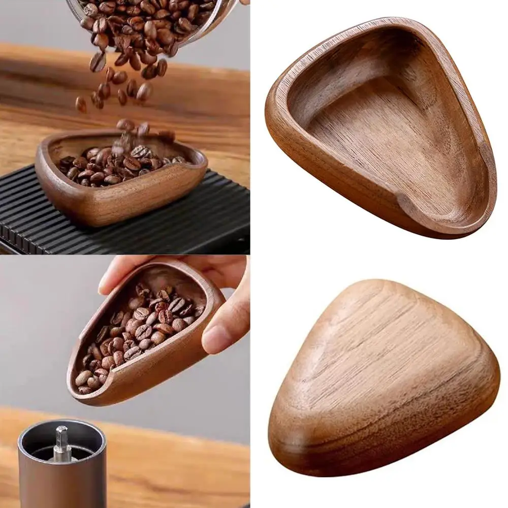 Wooden Coffee Bean Bowl Walnut Wood Coffee Bean Measuring Container Espresso Dosing Cup Tea Leaf Display Tray Coffee Accessories