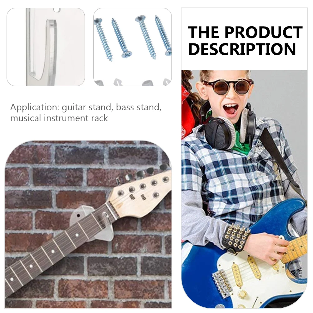 Guitar Bass Stand Hangers Hook up Wall Display Signature Rack Acrylic Electric Mounted Holder