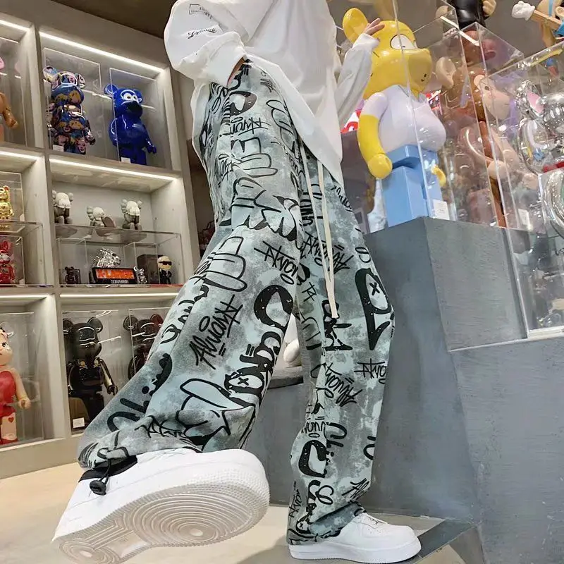 

Elegant Streetwear Men's Trendy Loose Straight-Leg Rebellious Print High Street Casual Wear