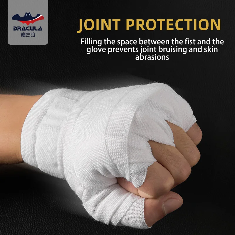 Dracula 2pcs Boxing Handwraps Cotton White Training Bandage Martial Arts Wraps for MMA Kickboxing Muay Thai Martial Arts 3m 5m