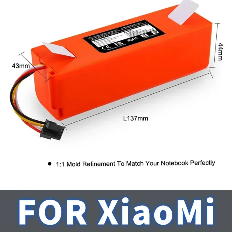 BRR-2P4S 14.4V 5200mAH 12800mAh Robotic Vacuum Cleaner Replacement Battery for Xiaomi Roborock S55 S60 S65 S50 S51 S5 MAX S6