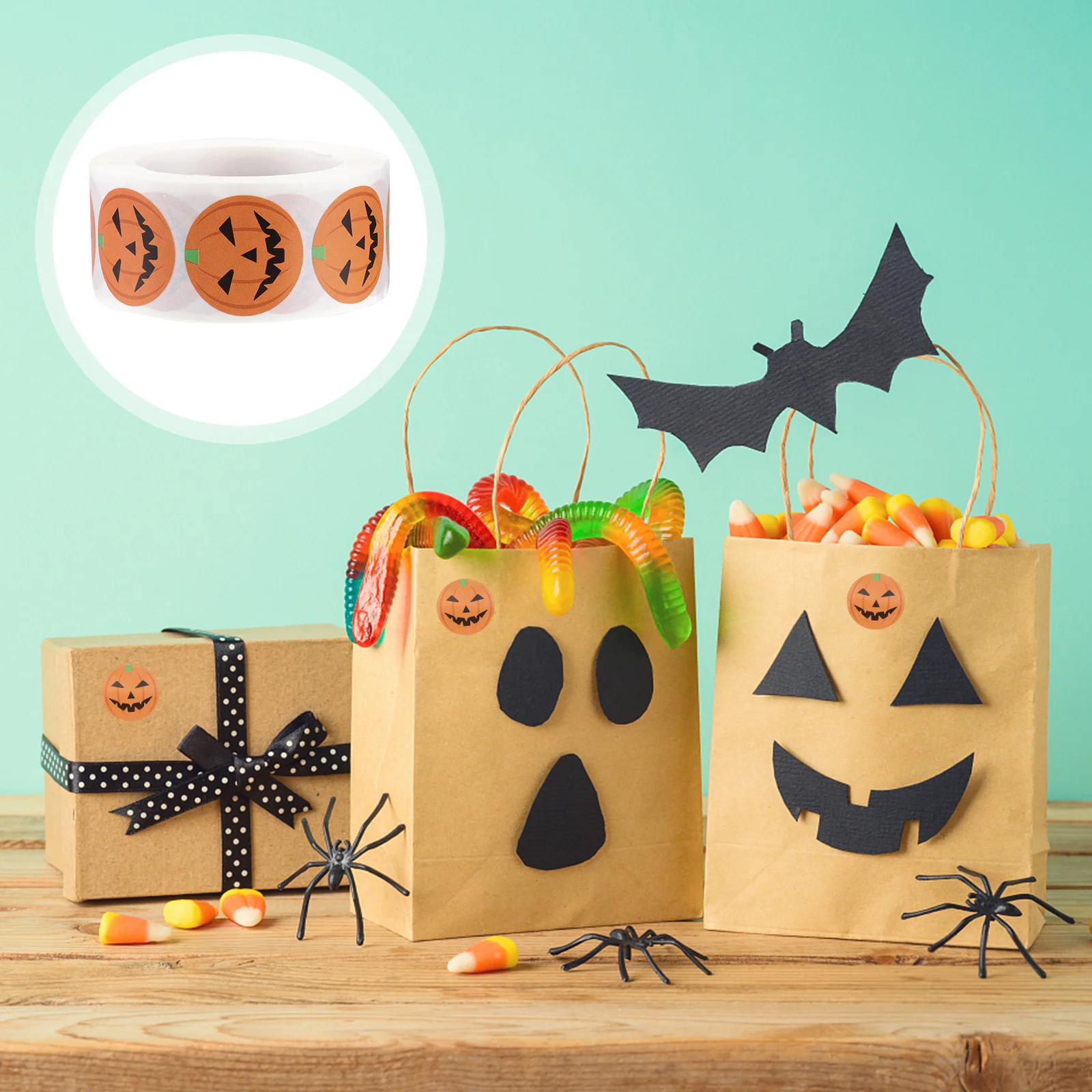 

Halloween Pumpkin Sticker Set 3 Sizes Included Waterproof Adhesive Decals for DIY Home Party Decoration Creative Grimace Face