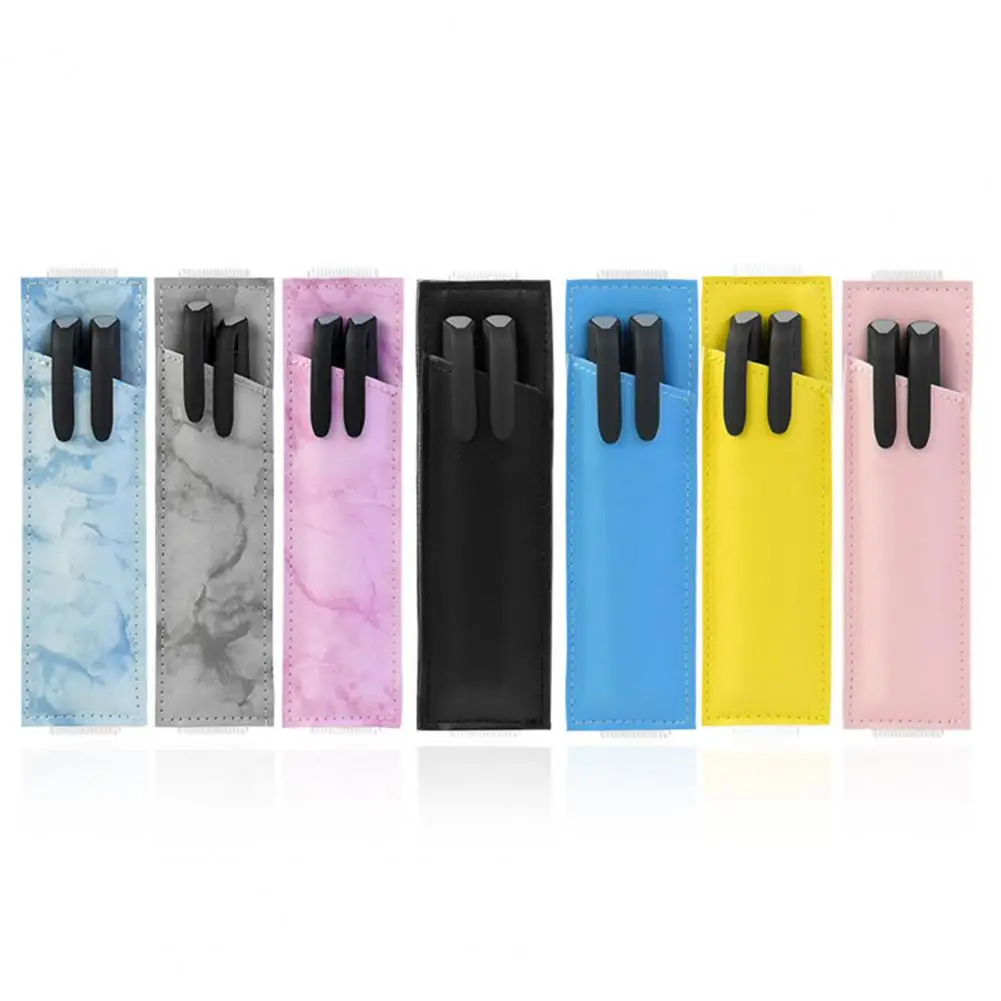 Notebook Pen Holder Pen Sleeve, elástico ajustável, bolsa de lápis de couro falso, capas de folhas soltas, clipes