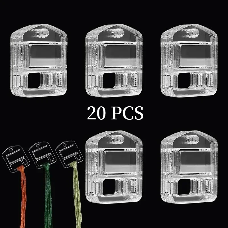 20pcs Embroidery Floss Drop Clear Embroidery Thread Organizers Slim Floss Bobbins Cross Stitch Thread Bobbins For DIY