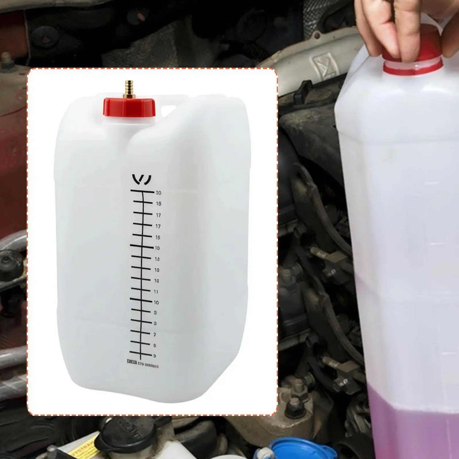

Plastic Car Coolant Storage Can Antifreeze Replacement Fluid Change Bucket for Vehicle Cooling System Maintenance Use