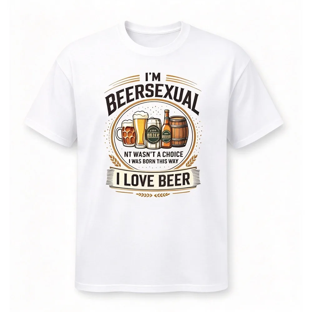 2026 New Hot Selling Men Street Tee, Funny I'm Beersexual I Love Beer Print For Beer Lovers Short Sleeve Casual Tops