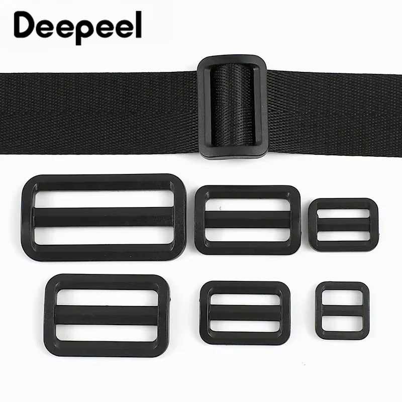 30/50/100Pcs Plastic Adjust Buckles 20-50mm Black Tri-Glide Slider Clasp Bag Strap Dog Collar Hook Webbing Belt Loop Accessories