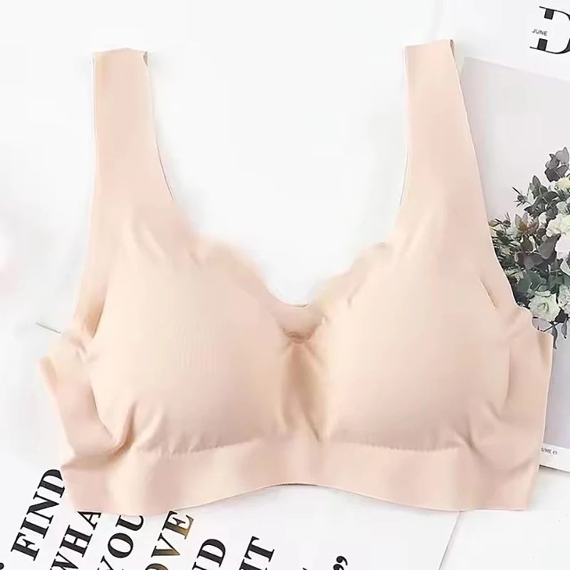 UBAU Ice Silk Bra Seamless Vest Bras Women Push Up Underwear Lingerie Sleep Top Padded Bralette