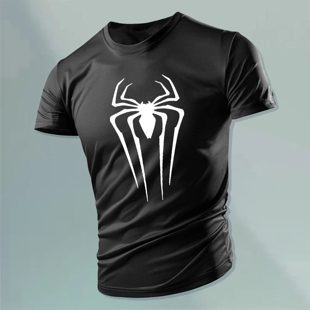 Glow-in-the-dark spider Print short-sleeved tops Summer Men\'s Outdoor Recreational Sports T-shirt Adult Fitness Running tops