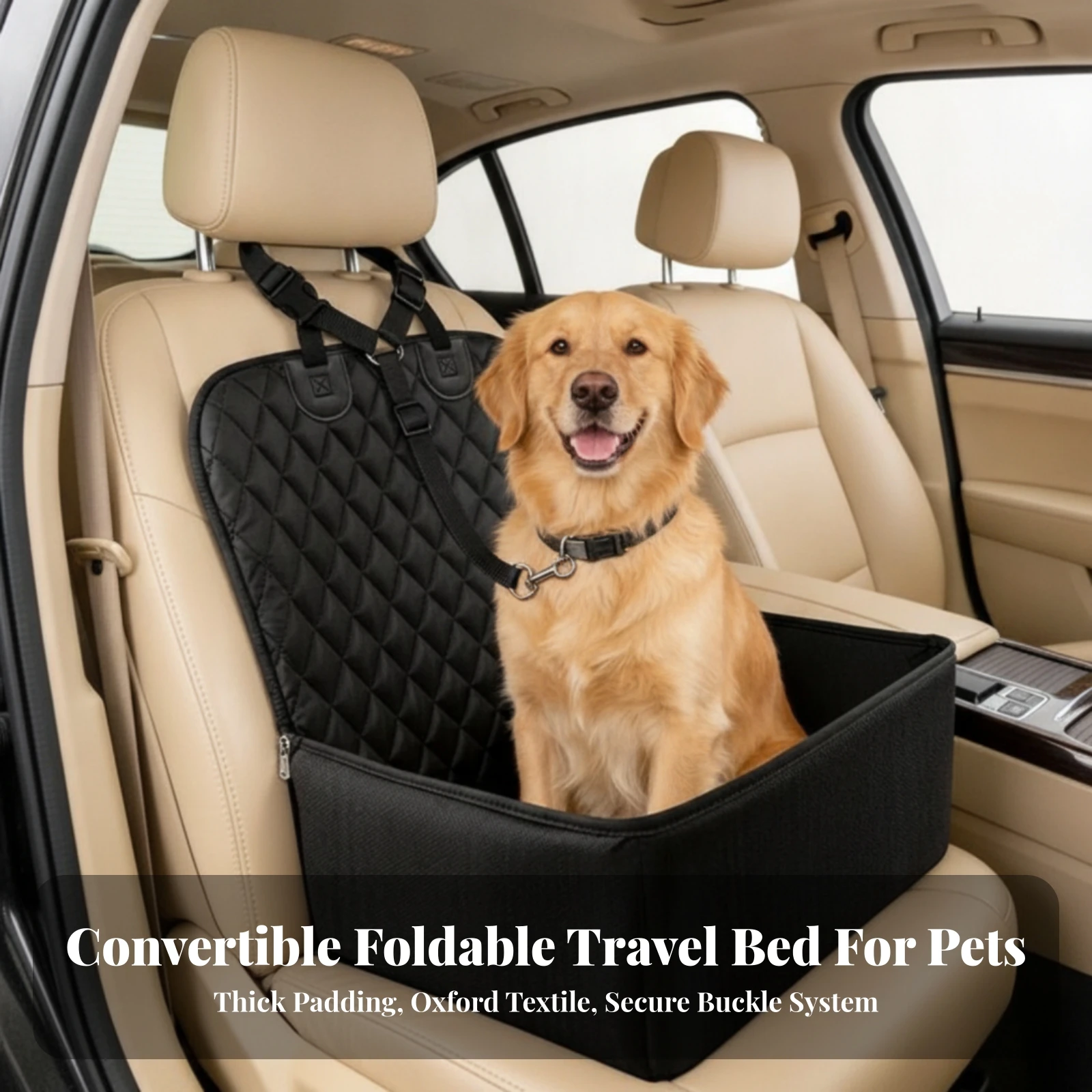 Rear-Seat Car Pet Mat Waterproof Padded Dog Car Mat with Safety Belt Dog Seat Cover Protector Portable Long-Lasting