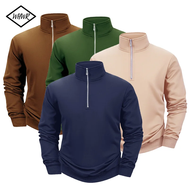 رجل يقف الرقبة الربع البريدي البلوز السببية الاجتماعية جيب بلون خفيفة الوزن الوقوف طوق البلوز البلوز للرجال