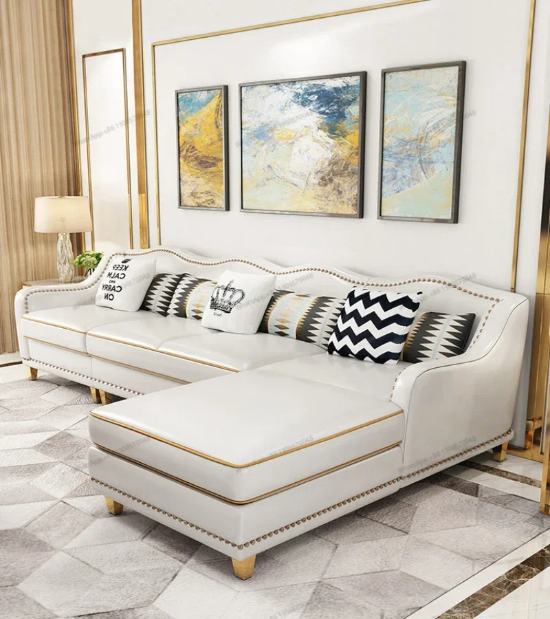 American Light Luxury Curved Sofa, Living Room Combination, Postmodern Creative Small Unit Upholstered Furniture